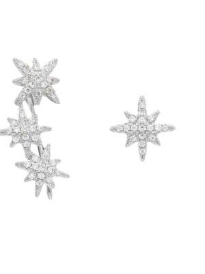 Σκουλαρίκια καρφωτά με αστέρια και ζιρκόν από ασήμι 925