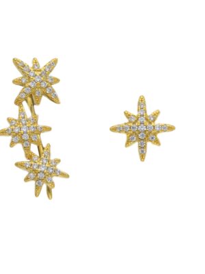 Σκουλαρίκια καρφωτά με αστέρια και ζιρκόν από ασήμι 925