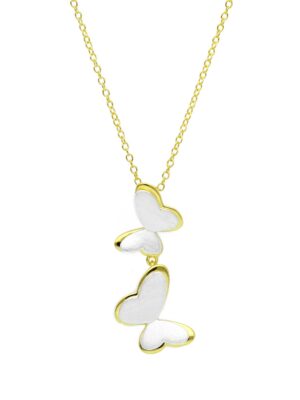 Κολιέ με πεταλούδες δίχρωμο από ασήμι 925